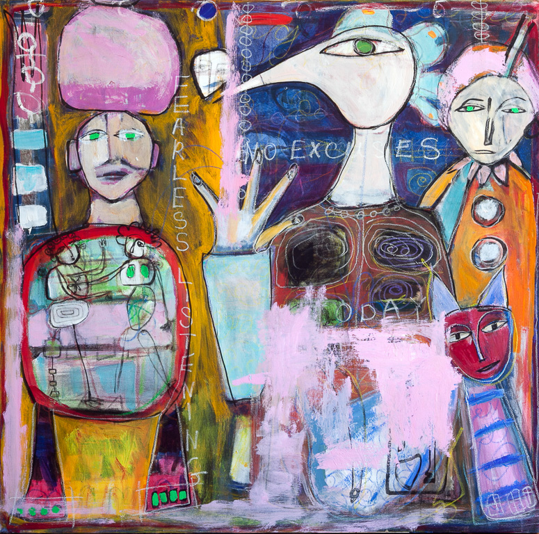 Give it All Away<br />Medium: Mixed Media on Raw Canvas<br />size: 75 x 75 Sold